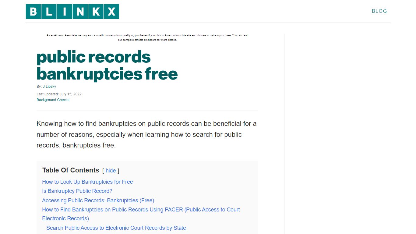 public records bankruptcies free - Blinkx